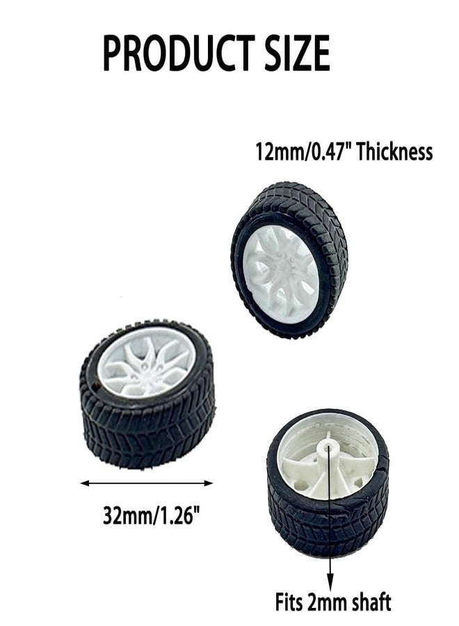 URIMPAVIDO 10PCS Toy Car Wheels 32mm Rubber Tire with 5PCS Shaft Round Axles for for DIY Model Toy RC Car Accessories Parts (2X32MM) - Image 4